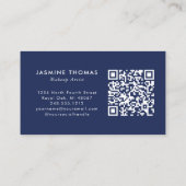 Carte De Visite Maquillage photo code QR écriture blanche bleu mar (Dos)