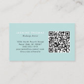 Carte De Visite Maquillage photo code QR script bleu blanc Menthe (Dos)