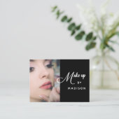 Carte De Visite Maquillage photo de script blanc gras moderne (Debout devant)