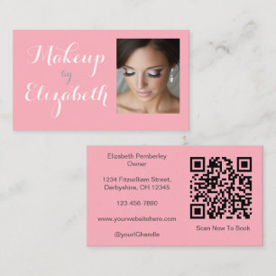 Carte De Visite Maquillage photo écriture rose blanc