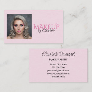 Carte De Visite Maquillage photo écriture rose fuchsia noir
