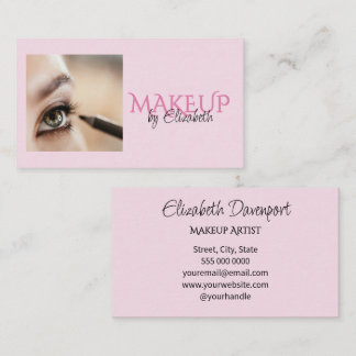 Carte De Visite Maquillage photo écriture rose fuchsia noir