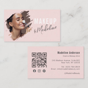 Carte De Visite Maquillage photo écriture rose gris rose