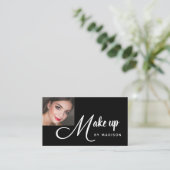 Carte De Visite Maquillage Photo en Noir et Blanc Script Gras (Debout devant)