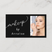 Carte De Visite Maquillage photo noir blanc script (Devant)