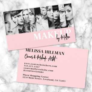 Carte De Visite Maquillage Photo Noir Rose