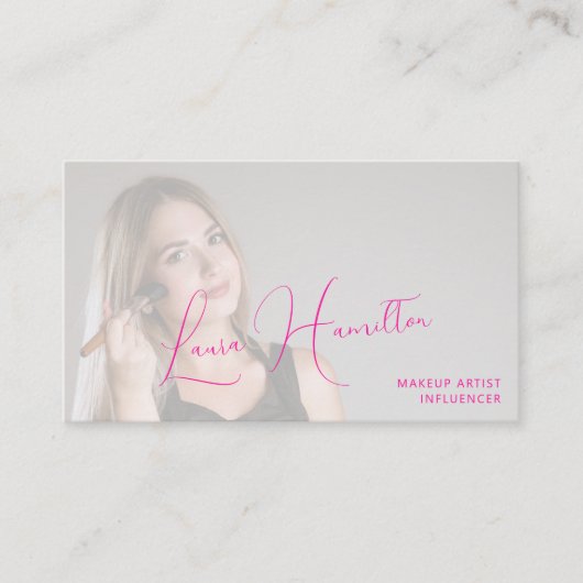 Carte De Visite Maquillage photo personnalisé rose chaud QR CODE (Devant)