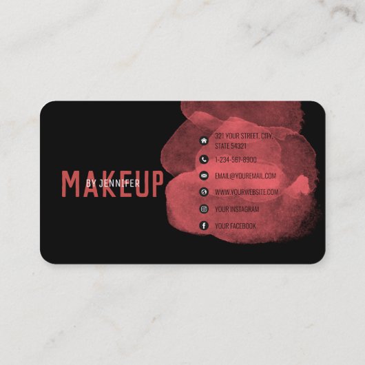Carte De Visite Maquillage professionnel Artiste et beauté Médias (Dos)