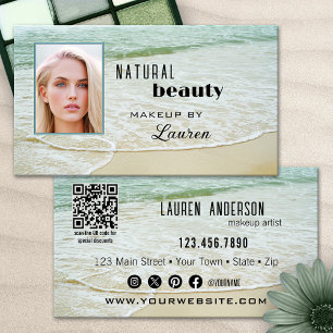 Carte De Visite Maquillage professionnel beauté plage QR Code