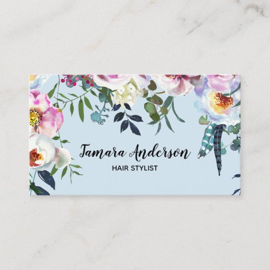 Carte De Visite Maquillage professionnel Boho rose floral de (Devant)