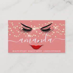 Carte De Visite Maquillage professionnel Gold Lash Rose lèvres