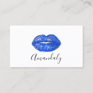 Carte De Visite Maquillage professionnel Lips Bleu Or Blanc