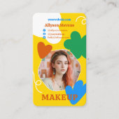 Carte De Visite Maquillage rétros formes beauté photo qr code or (Devant)