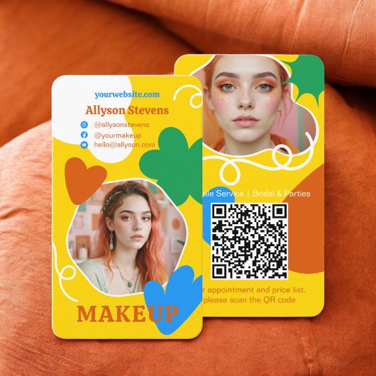 Carte De Visite Maquillage rétros formes beauté photo qr code or
