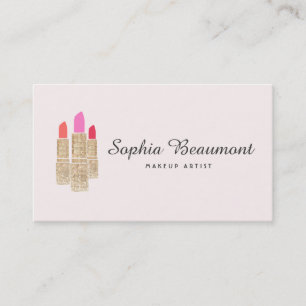 Carte De Visite Maquillage rose Artiste Gold Sequin Lipstick Beaut