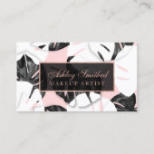 Carte De Visite Maquillage rose blanc d'or d'oeufs de noir moderne (Devant)