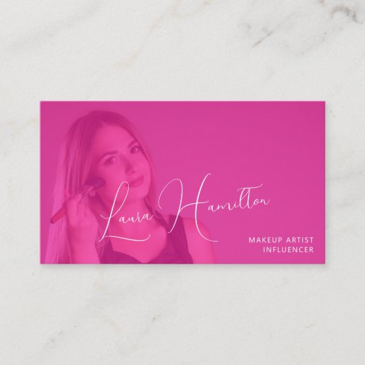 Carte De Visite Maquillage rose chaud QR CODE (Devant)