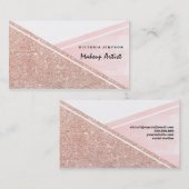 Carte De Visite Maquillage rose de bloc d'aquarelle de rose d'or (Devant / Derrière)