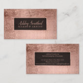 Carte De Visite Maquillage rose de feuille d'or de faux simple de (Devant / Derrière)