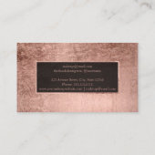 Carte De Visite Maquillage rose de feuille d'or de faux simple de (Dos)