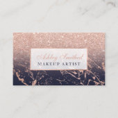 Carte De Visite Maquillage rose de marbre de bleu marine de (Devant)