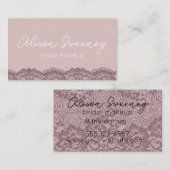 Carte de visite maquillage Rose et dentelle (Devant / Derrière)