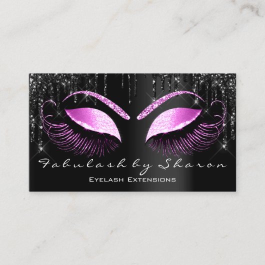Carte De Visite Maquillage rose Eyelash Black Drivers Professionne (Devant)