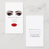 Carte De Visite Maquillage Rose fumé Lèvres rouges Baiser (Devant / Derrière)