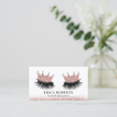 Carte De Visite Maquillage Rose Gold Crown Eyelash Salon (Debout devant)