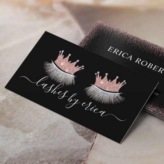 Carte De Visite Maquillage Rose Gold Crown Eyelash Salon