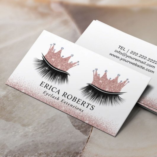 Carte De Visite Maquillage Rose Gold Crown Eyelash Salon