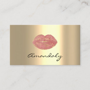Carte De Visite Maquillage Rose Kiss Lips Golden Unique