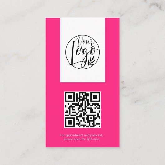 Carte De Visite Maquillage rose néon moderne cheveux photo qr code (Dos)