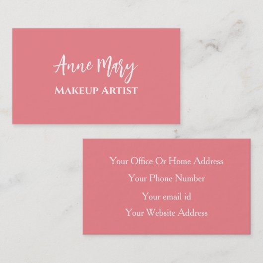 Carte De Visite Maquillage rose saumon Artiste Beauté Coiffeur Sal (Devant / Derrière)