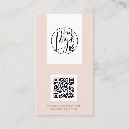 Carte De Visite Maquillage rose vif moderne photo qr code logo (Dos)