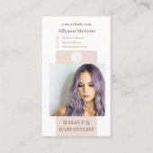 Carte De Visite Maquillage rose vif moderne photo qr code logo (Devant)