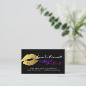Carte De Visite Maquillage - Sassy Gold Lips Dark Thème Style (Debout devant)