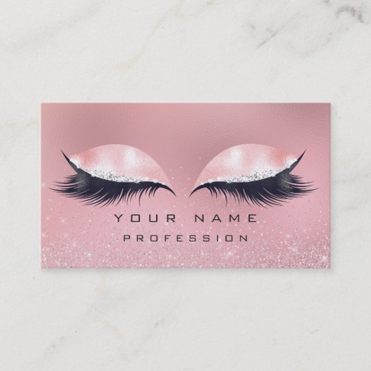 Carte De Visite Maquillage Silver rose Verre Marbre Lashes Parties (Devant)