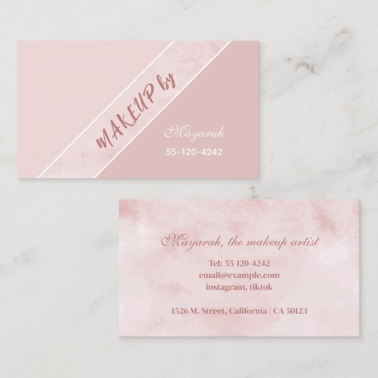 Carte De Visite Maquillage simple rose doux (Devant / Derrière)