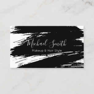 Carte De Visite Maquillage Style cheveux moderne Brush noir