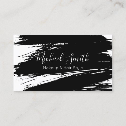 Carte De Visite Maquillage Style cheveux moderne Brush noir (Devant)