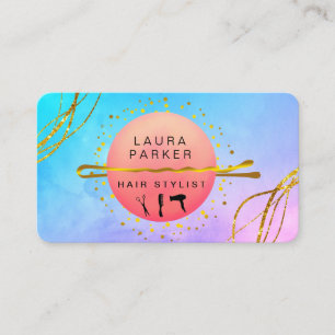Carte De Visite Maquillage Stylo Cheveux Artiste Salon Teal Blue R