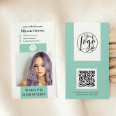Carte De Visite Maquillage turquoise moderne photo qr code logo