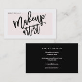 Carte De Visite maquillage typographie moderne rose pâle (Devant / Derrière)