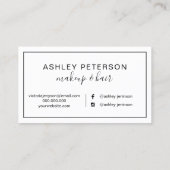 Carte De Visite Maquillage typographie noir blanc cadre minimalist (Dos)