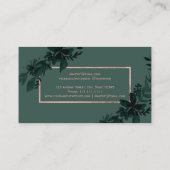 Carte De Visite Maquillage vert floral de feuille d'aquarelle d'or (Dos)