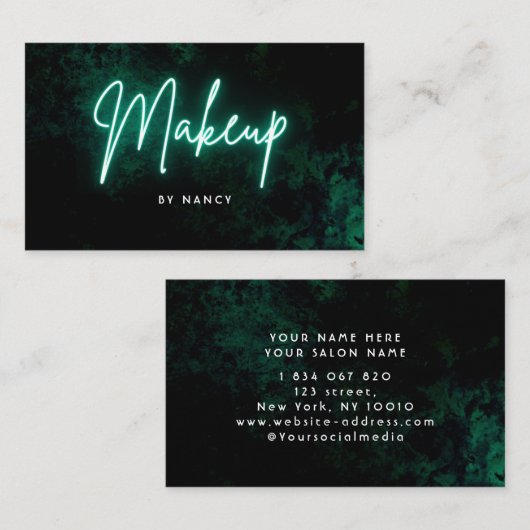 Carte De Visite Maquillage vert néon (Devant / Derrière)