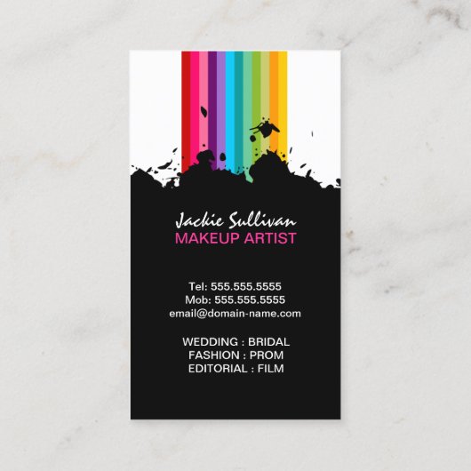 Carte De Visite Maquilleur coloré d'éclaboussure (Dos)