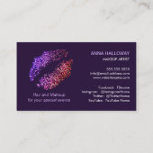 Carte De Visite Maquilleur des textes de Bling de lèvres de regard (Dos)