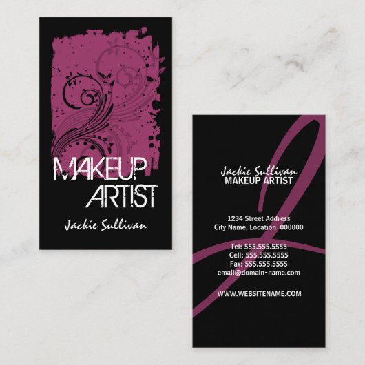 Carte De Visite Maquilleur grunge audacieux (Devant / Derrière)